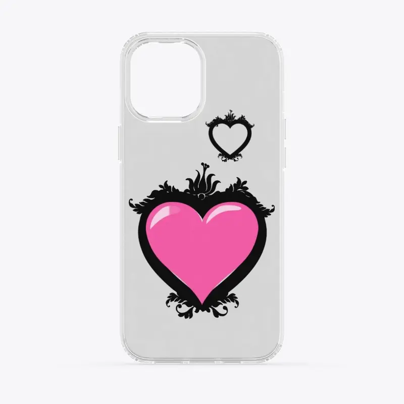 Floral heart shape icon mobile cover